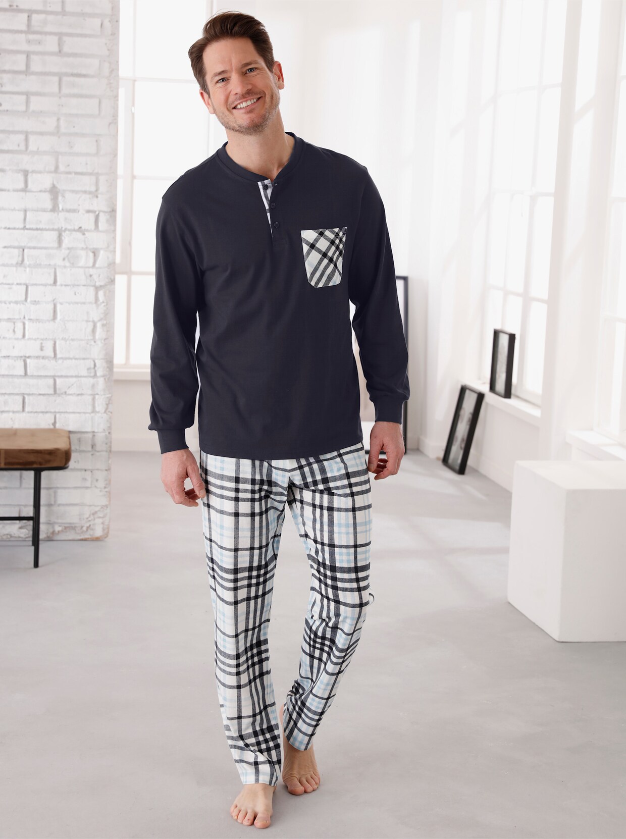 Pyjamas - marin, rutig