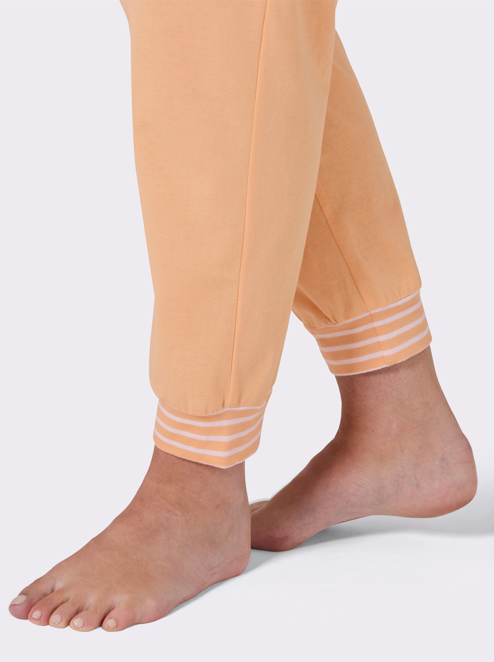 wäschepur Schlafanzughose mit Ringelbündchen - apricot