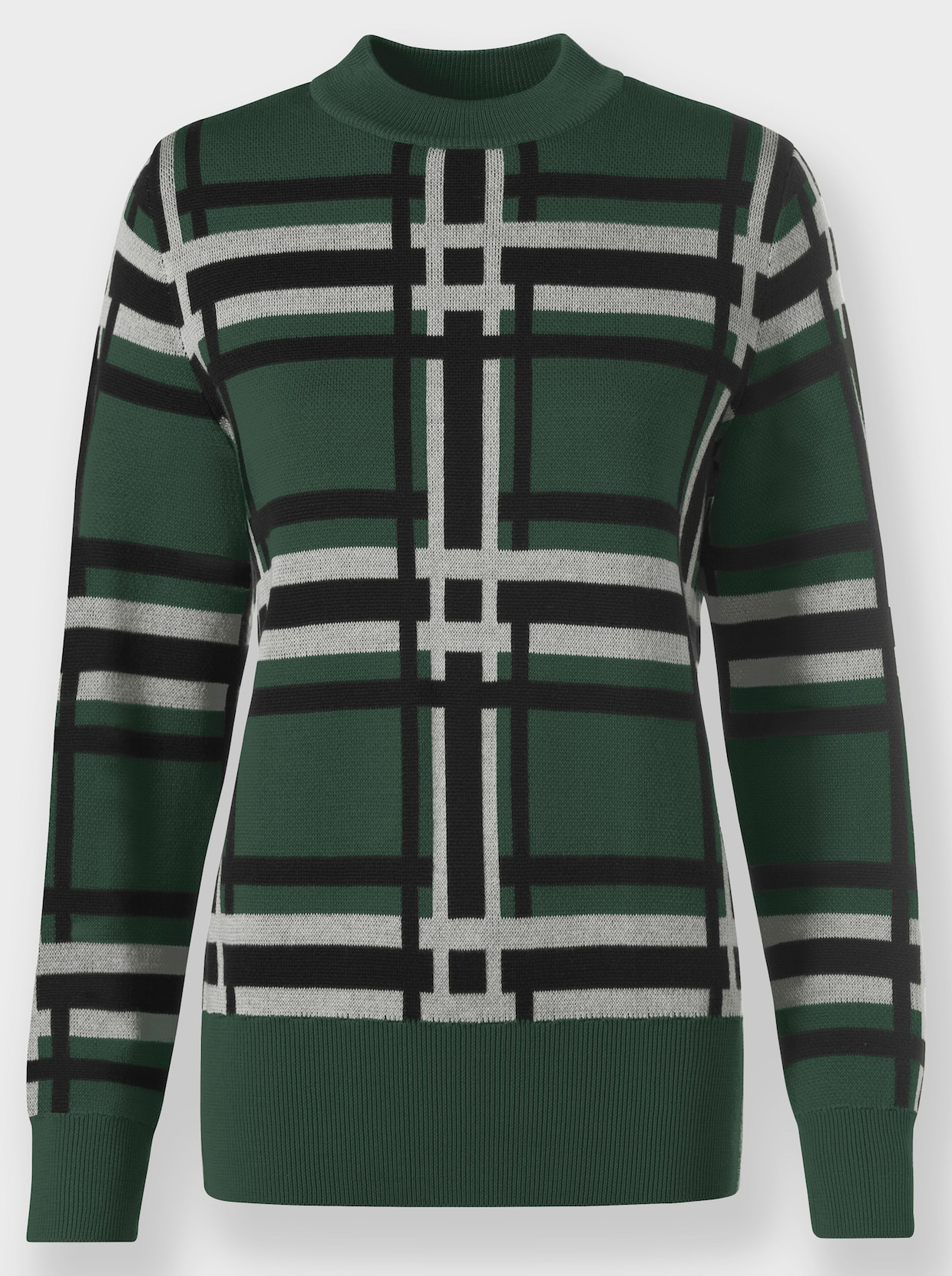 heine Pullover van jacquard - mos/zwart gedessineerd
