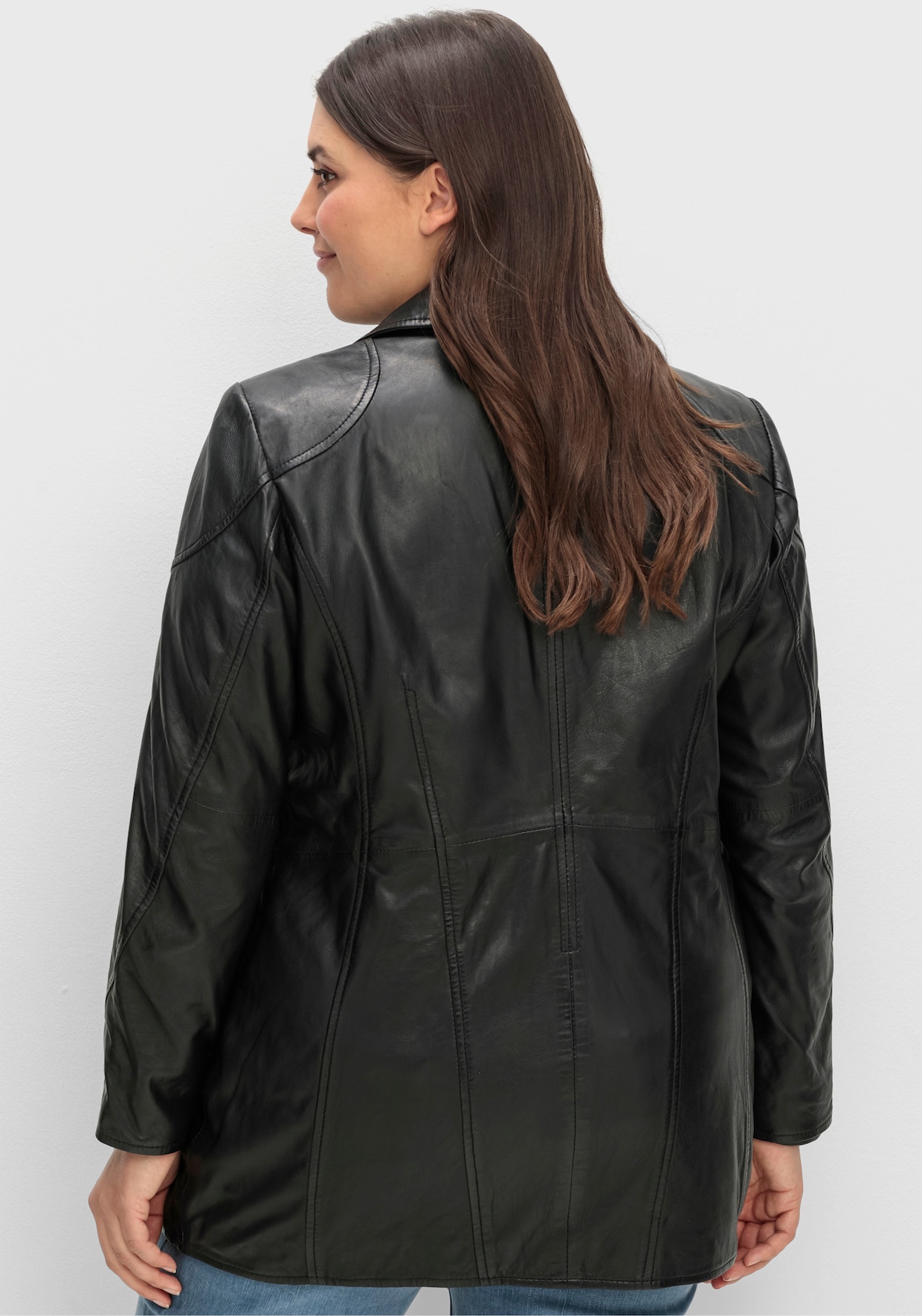 sheego Lederjacke - schwarz