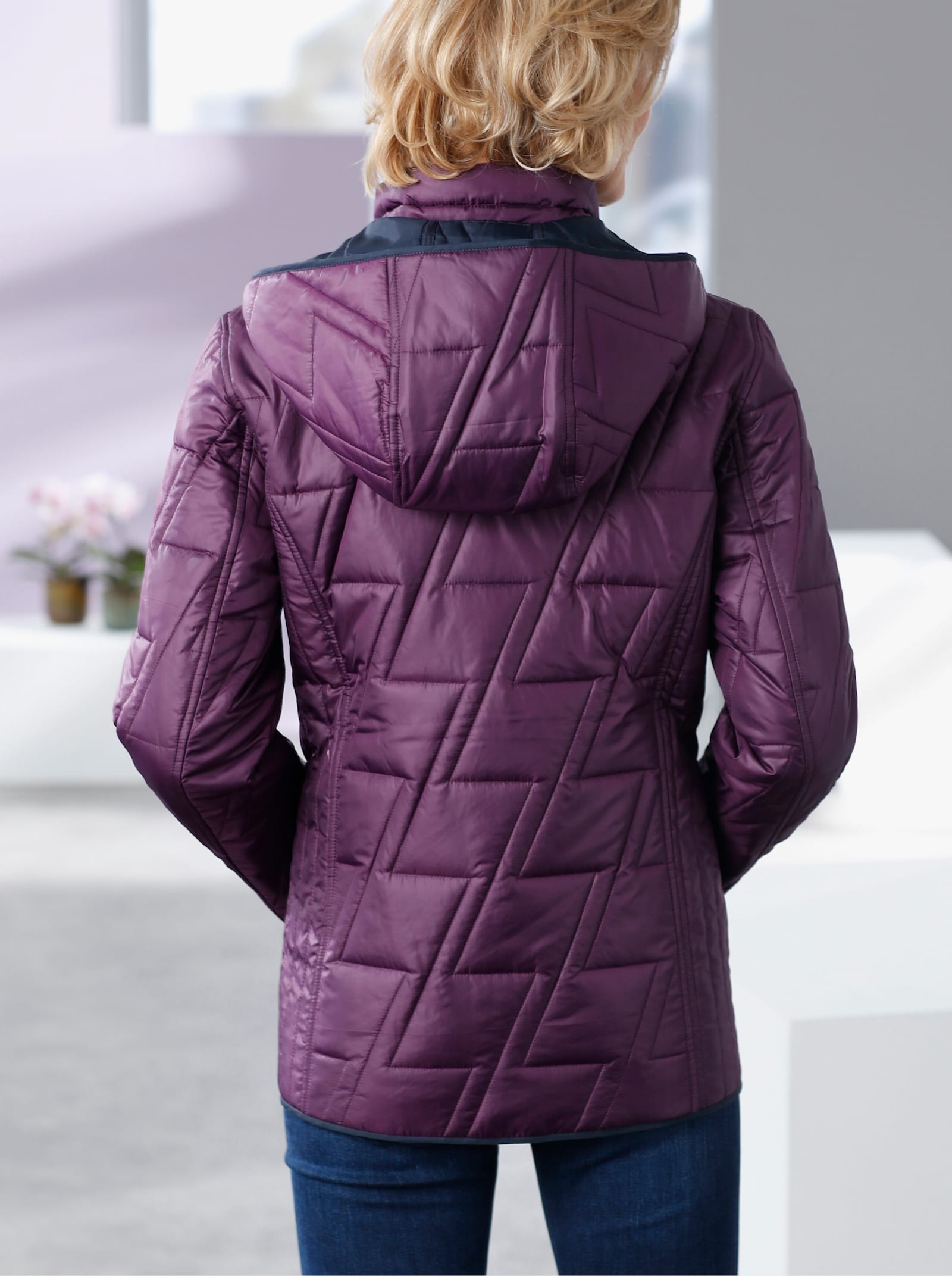 Wendejacke mit Kapuze, abzippbar - violett