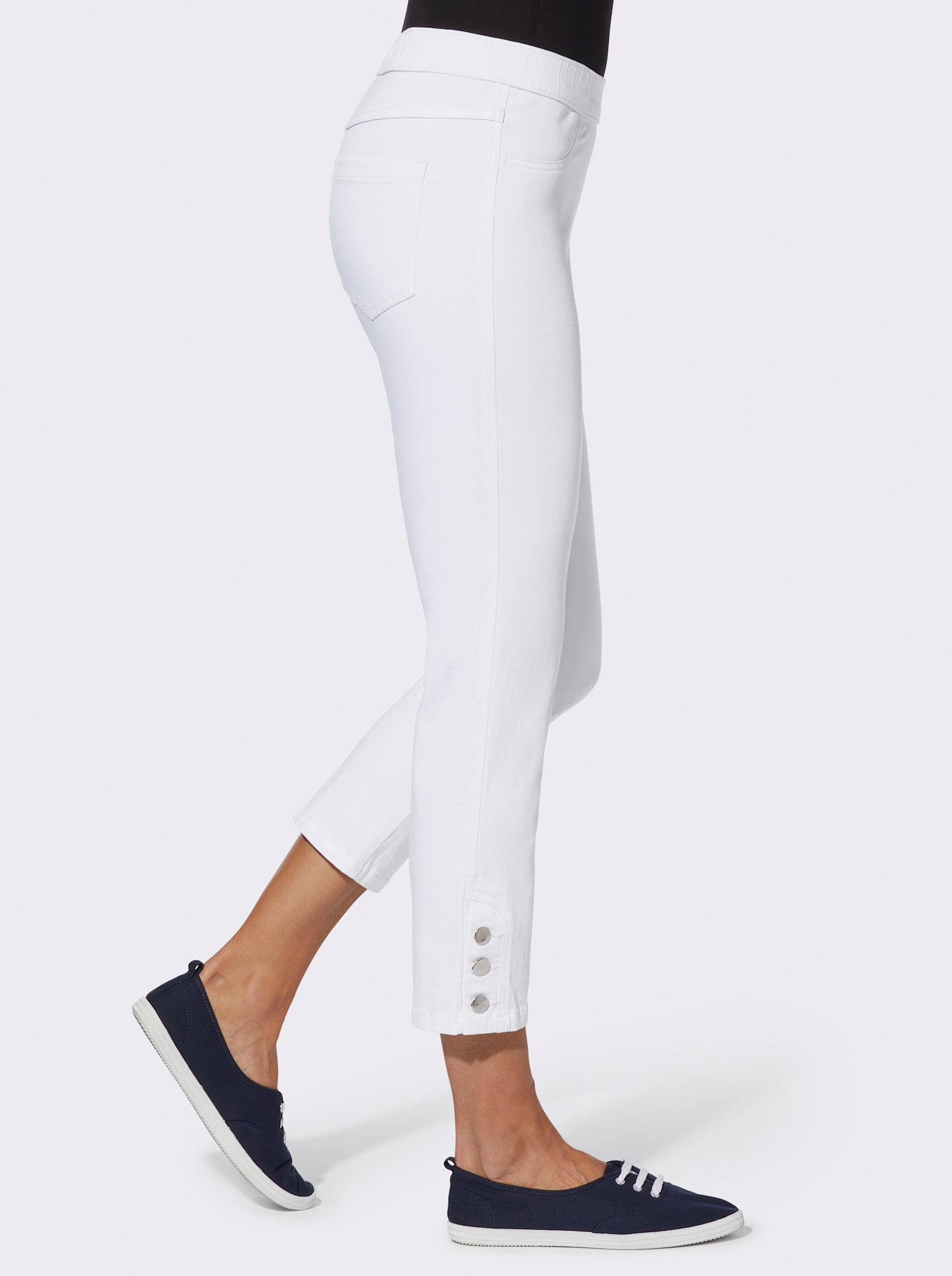 7/8-jeans met sierknopen opzij - wit