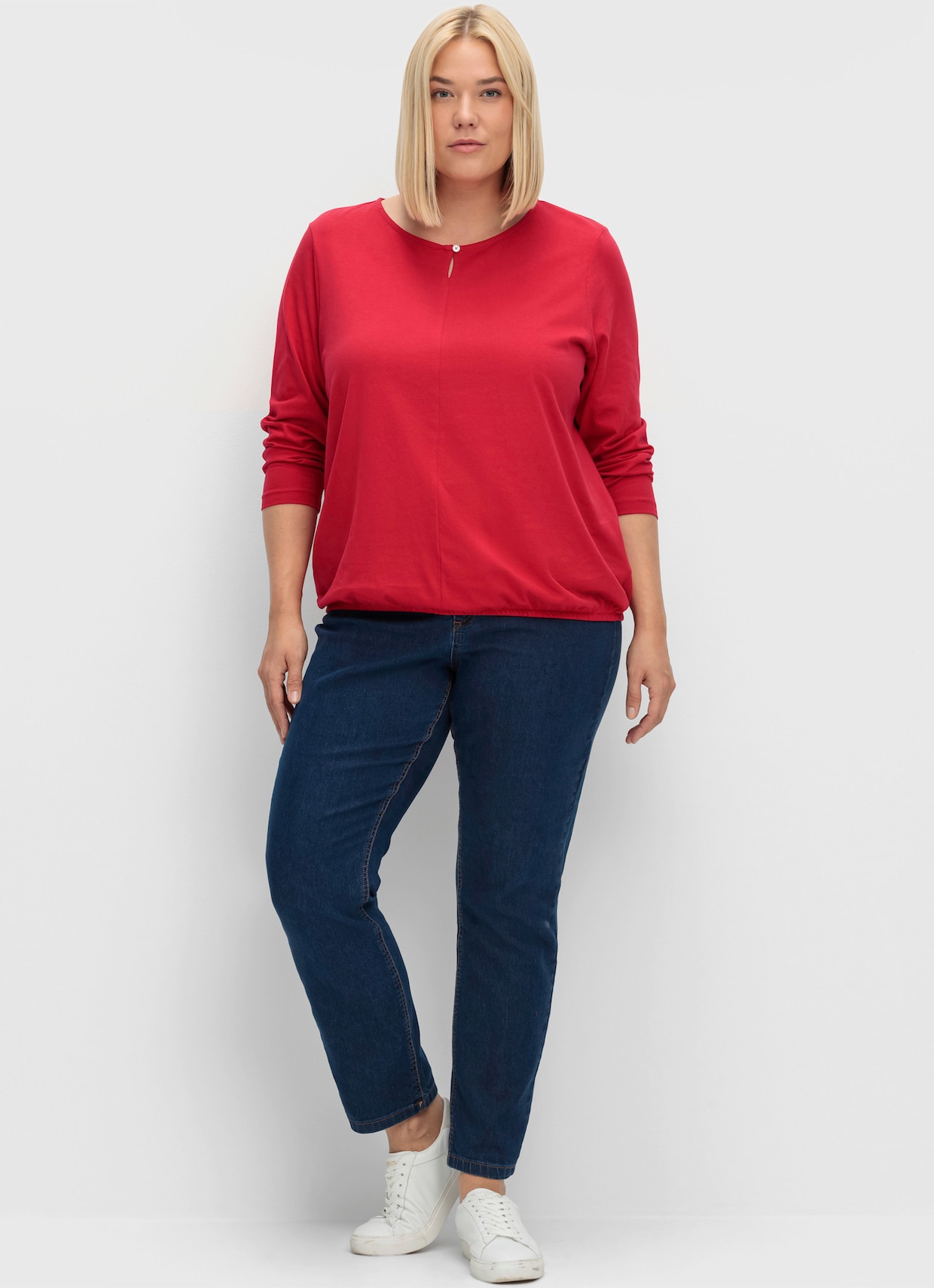 Langarmshirt mit elastischem Saum - rot