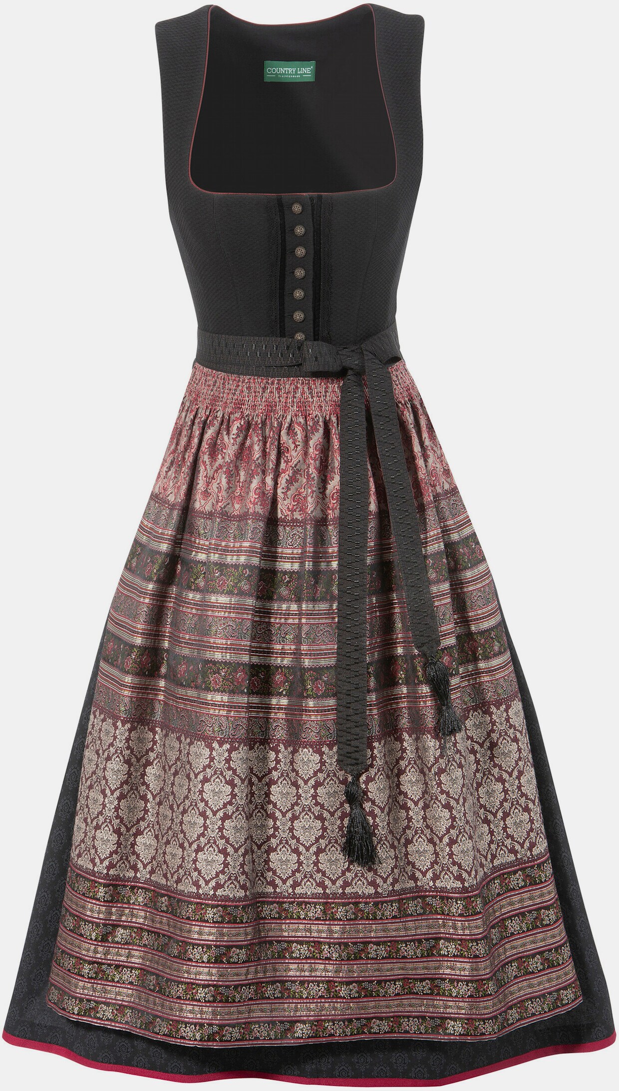 Country Line Dirndl - schwarz-bordeaux