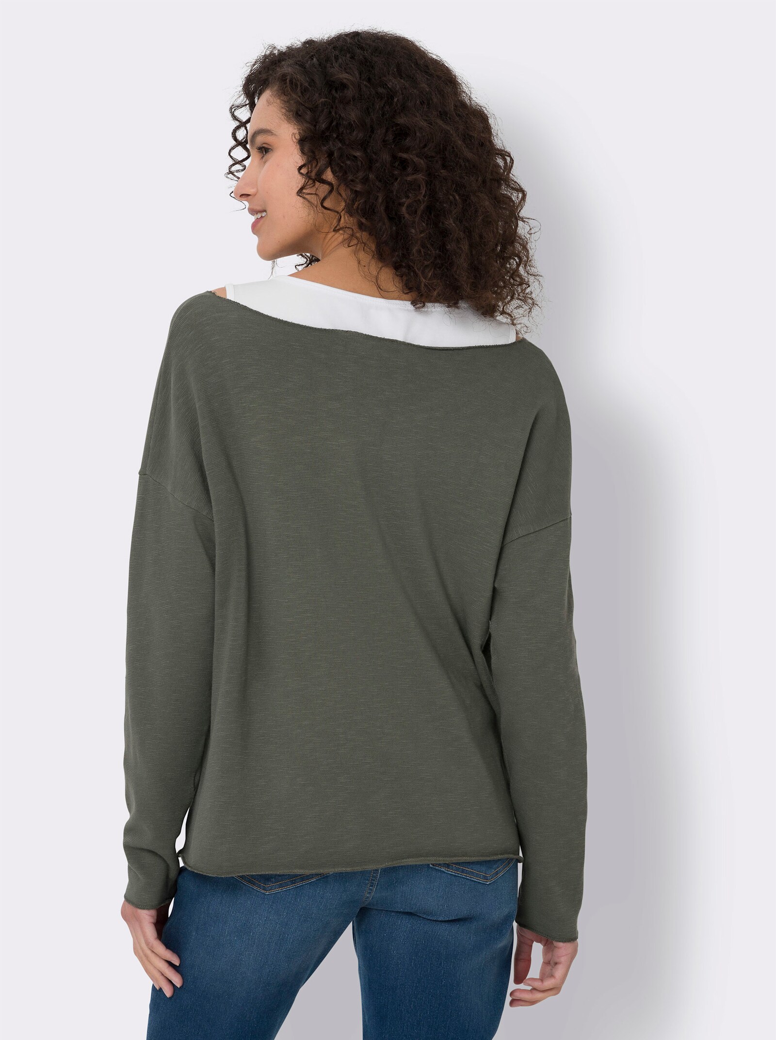 heine 2-in-1-Shirt mit Brusttasche - khaki-ecru