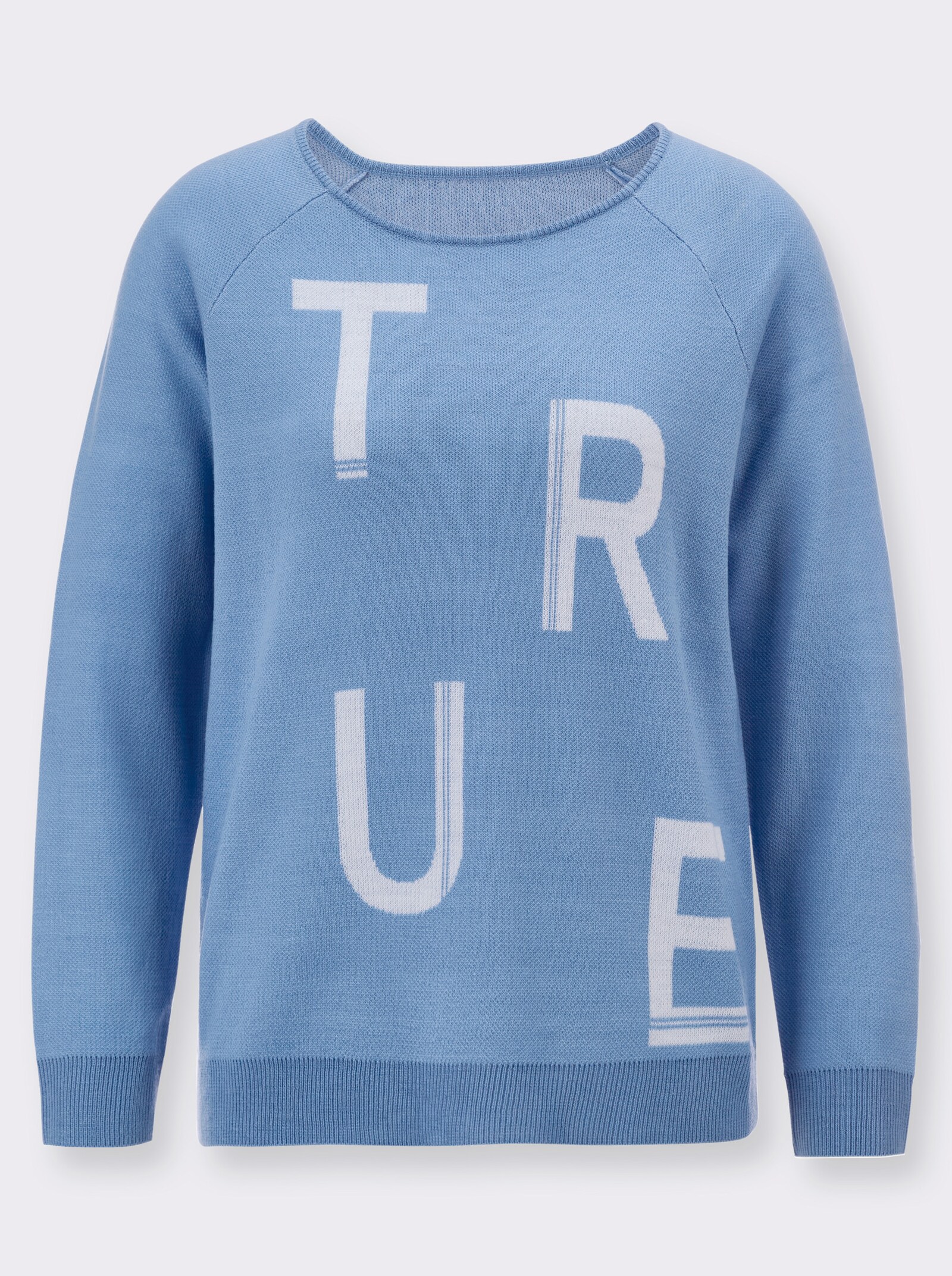 Pullover met lange mouwen en letterpatroon - hemelsblauw/wit gedessineerd