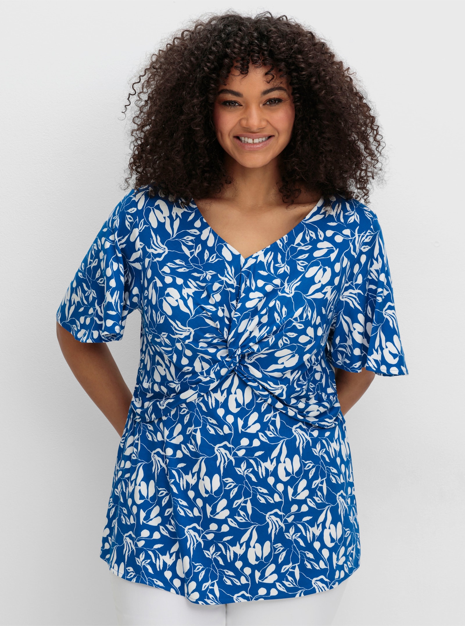 sheego Tunika mit Flügelärmeln - kobalt-gemustert