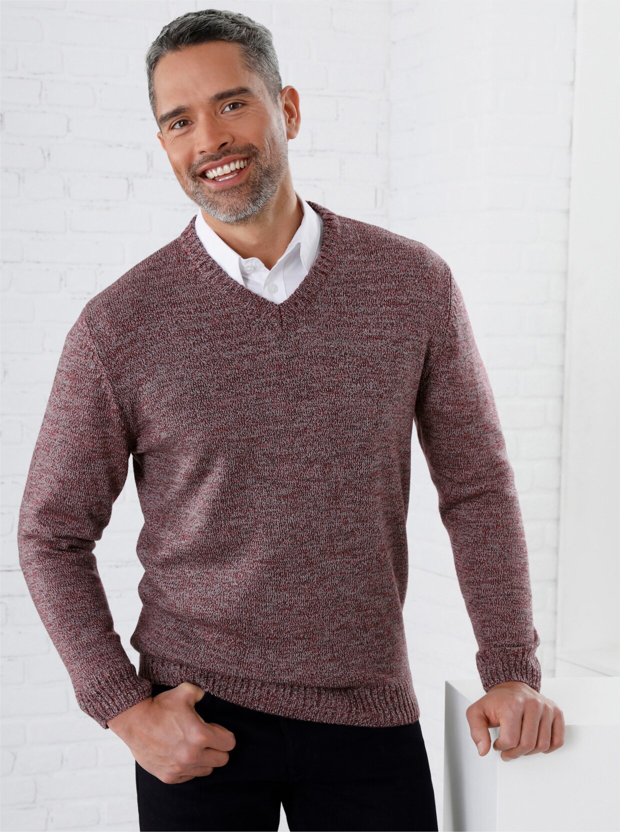Pullover - kers/steengrijs gemêleerd