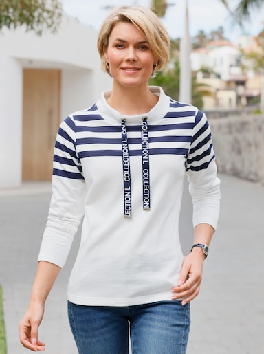 Sweatshirt - ecru-marine