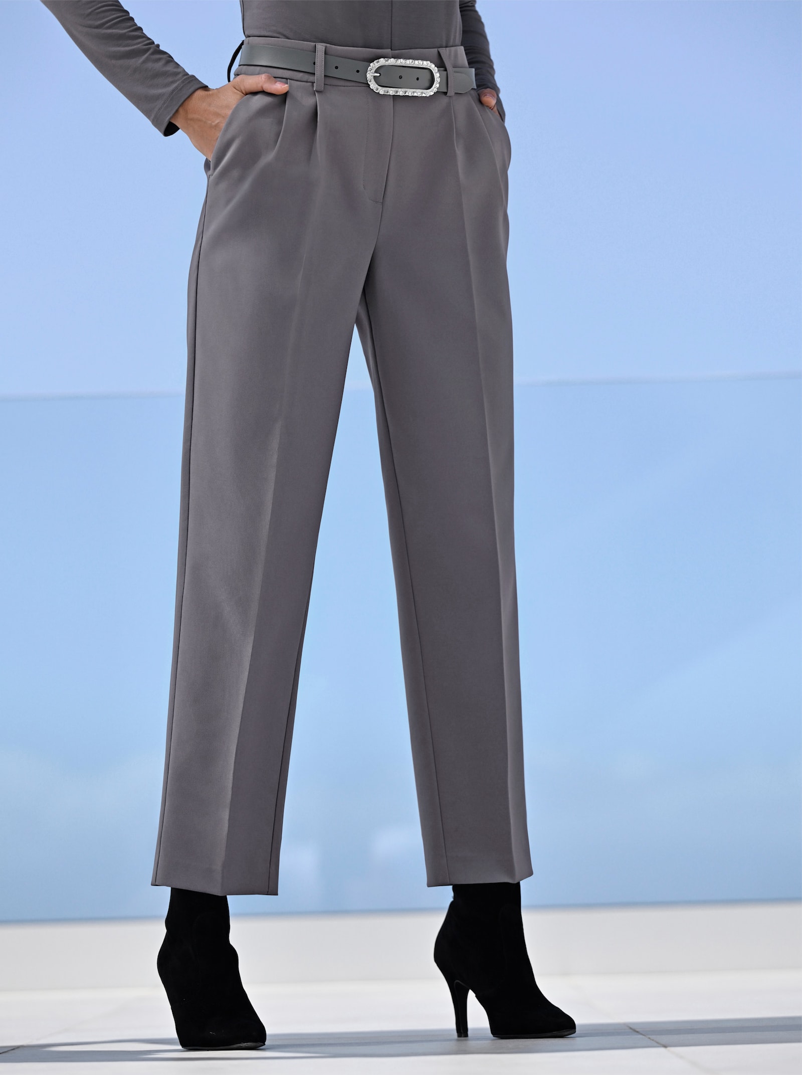 heine Bügelfaltenhose mit verstecktem Dehnbund - anthrazit