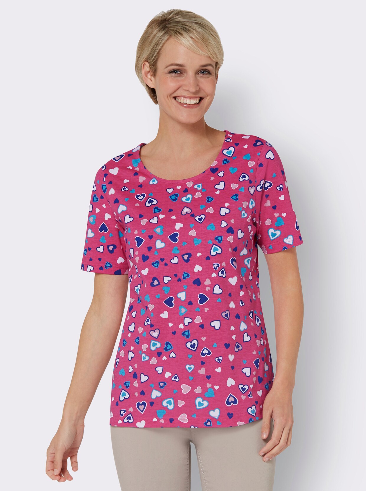 Shirt met korte mouwen - fuchsia geprint