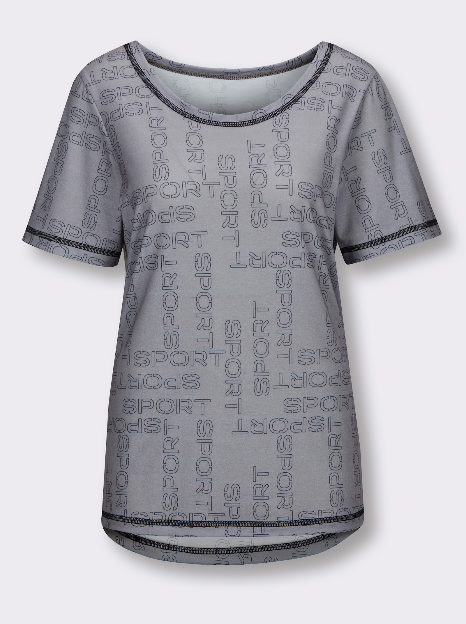 Funktionsshirt mit längerem Rückenteil - grau-bedruckt