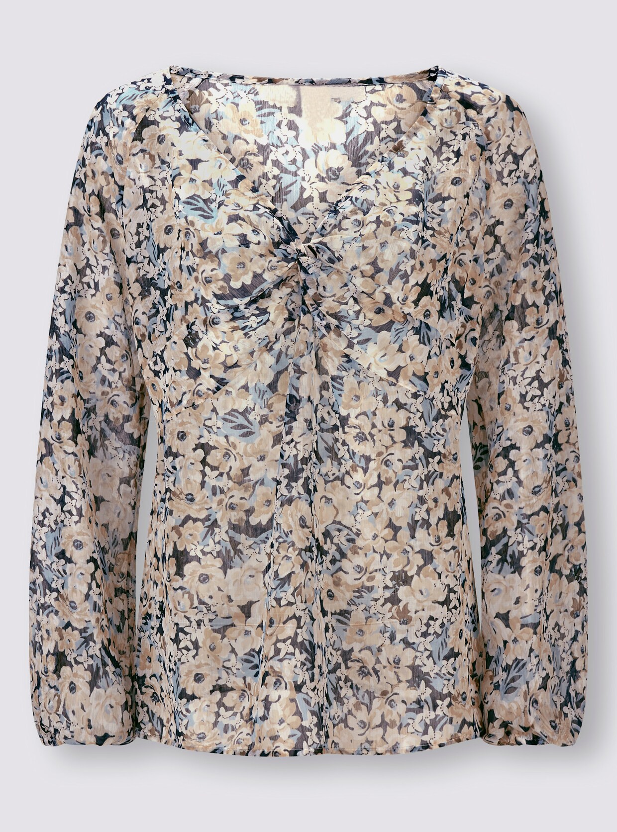 heine Druckbluse - hellblau-taupe-bedruckt