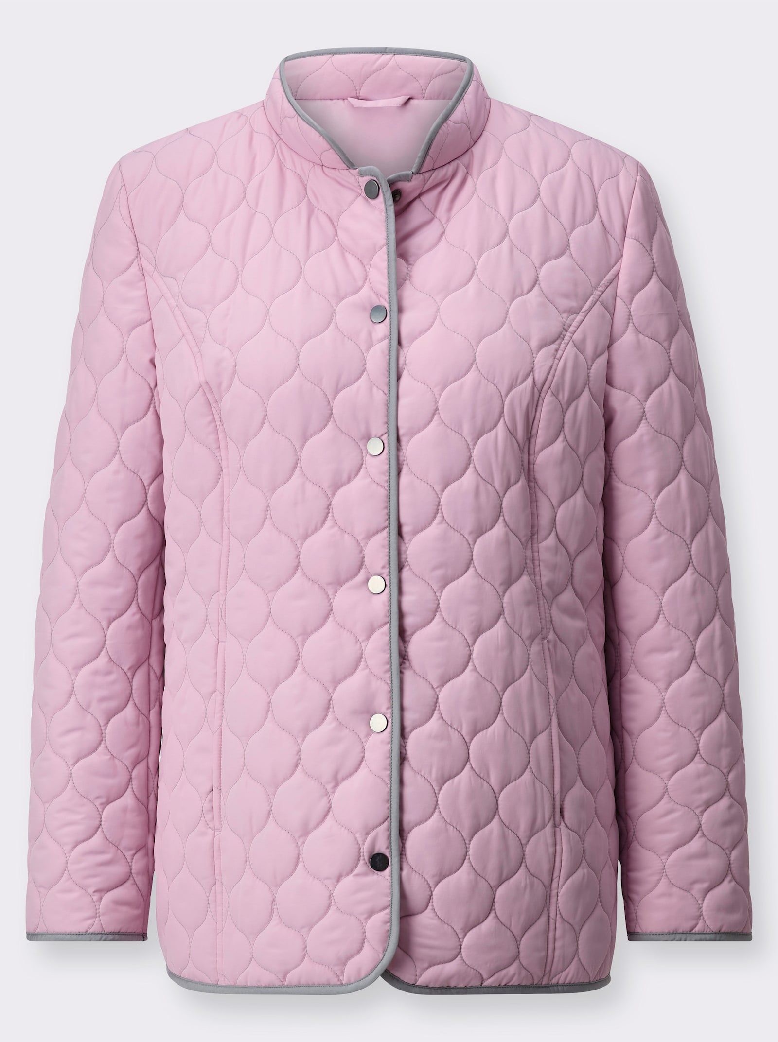 Steppjacke mit Kontrastpaspelierung - rosé