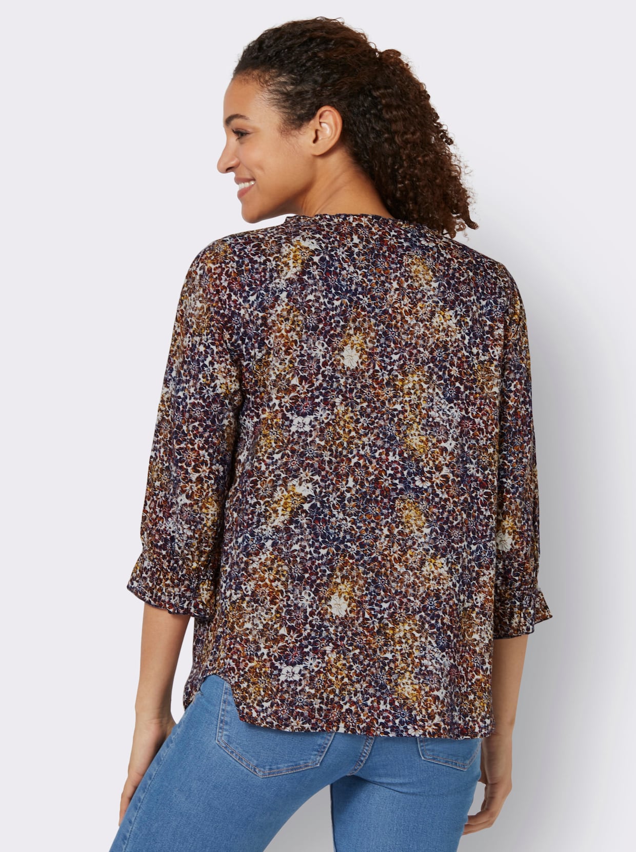 Blouse met print - marine/donkerrood bedrukt