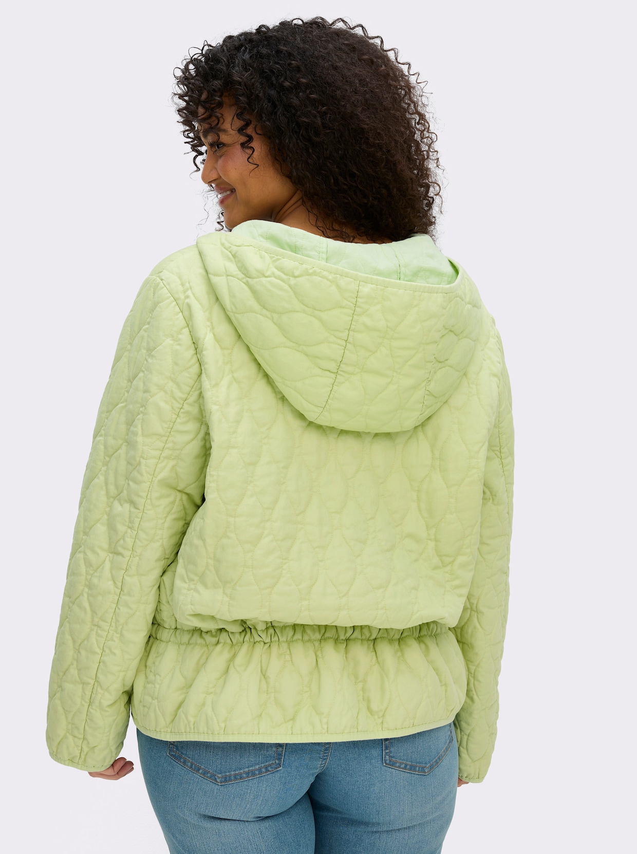 sheego Steppjacke mit Kapuze und Kordelzug - pistazie