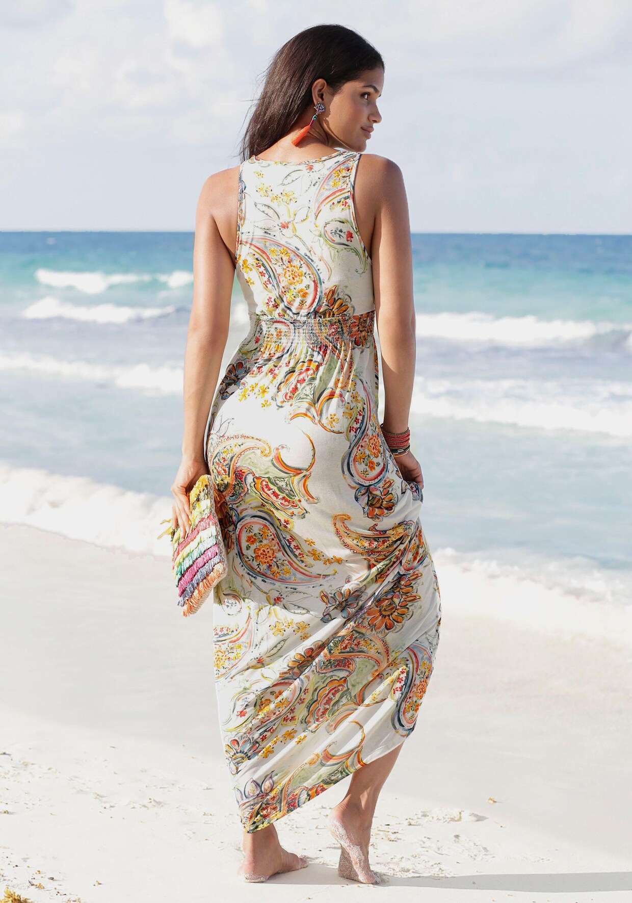 LASCANA Maxikleid - weiß-multicolor-bedruckt