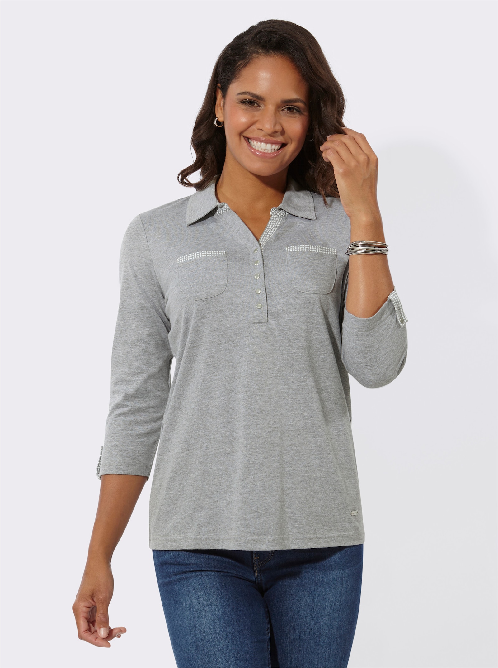 Polokošile s lištou na patentky - šedá-melír