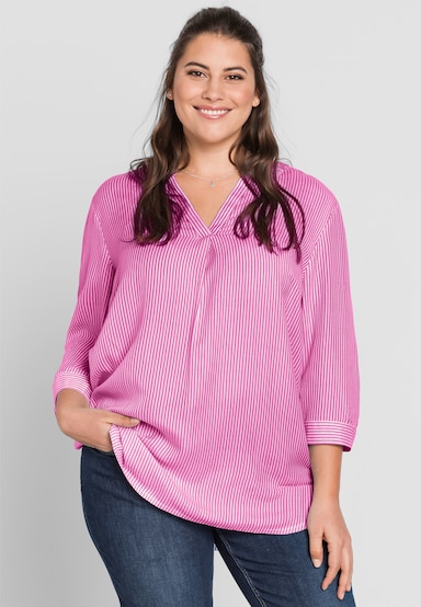 sheego Tunika - magenta-weiß-gestreift