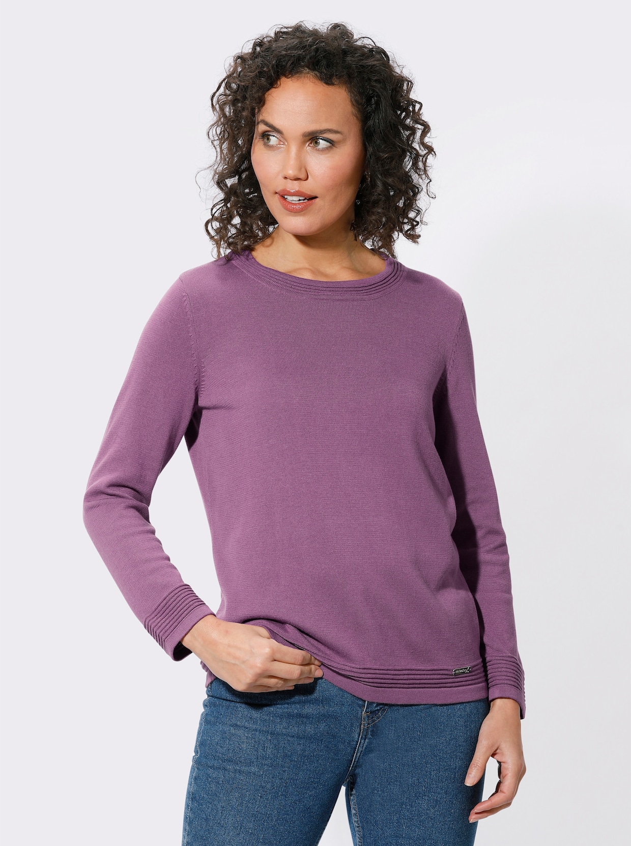 Rundhals-Pullover - violett