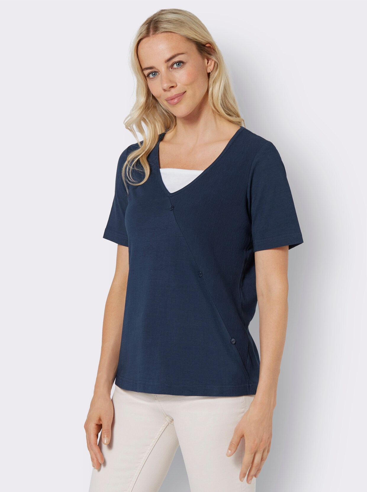 2-in-1-shirt - donkerblauw