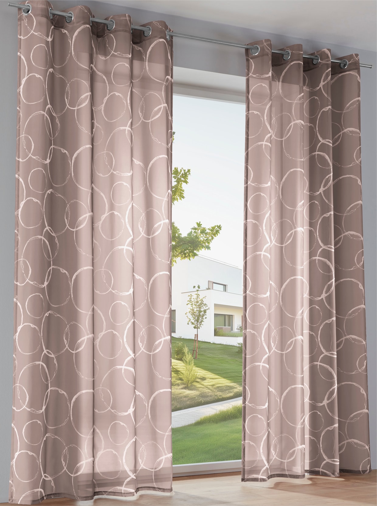 heine home Decoratieve vitrage - bruin/wit