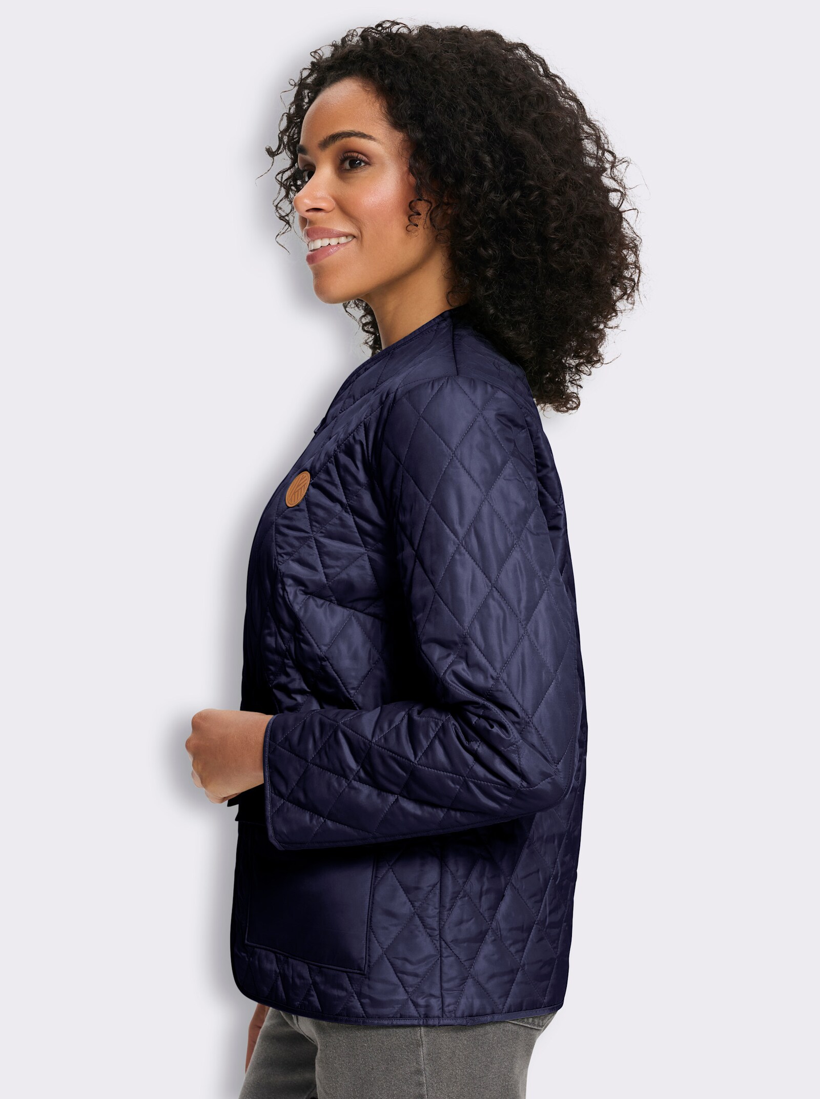 Steppjacke mit V-Ausschnitt - marine