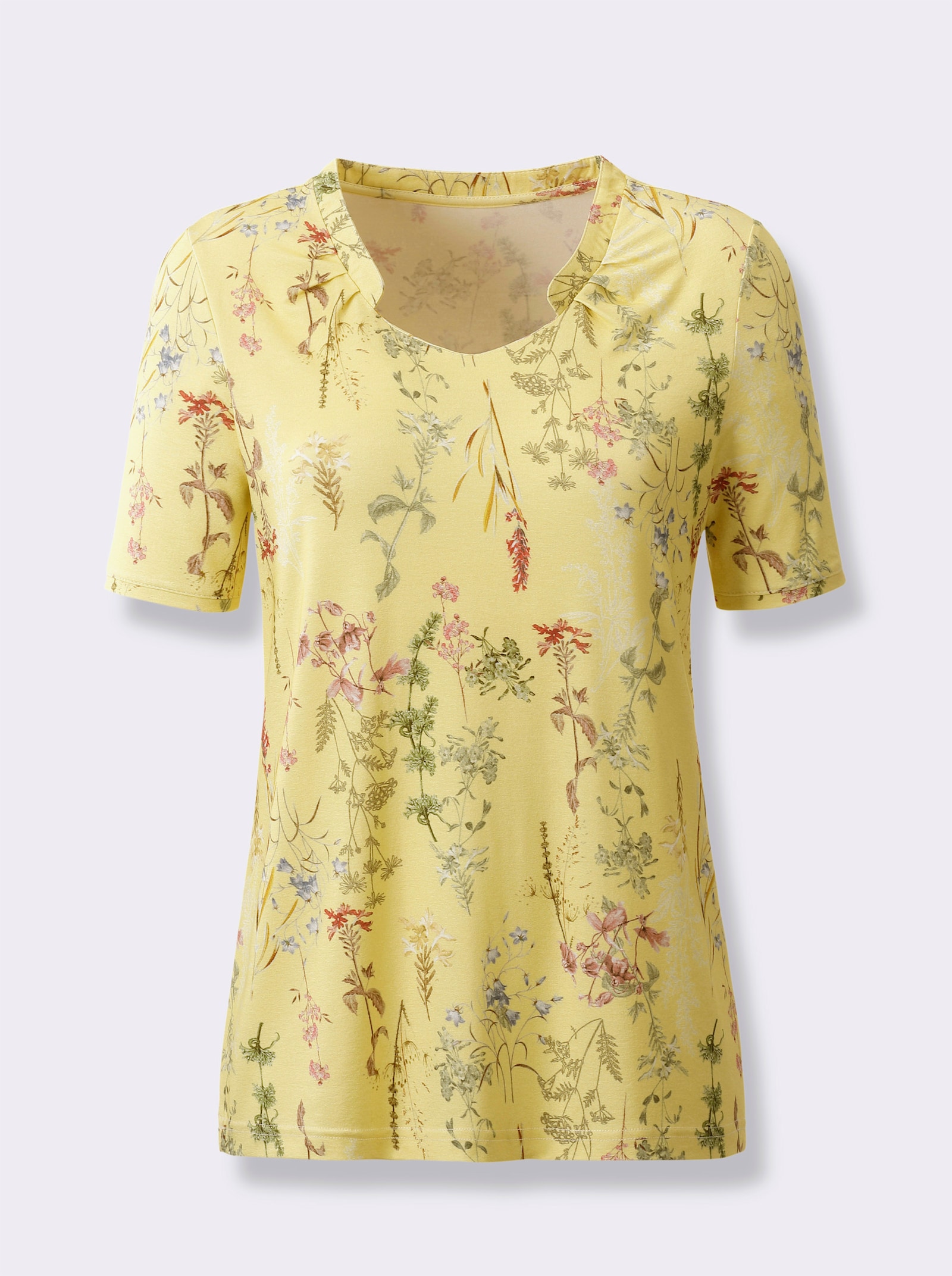 T-shirt à manches courtes avec plis devant - citron-imprimé