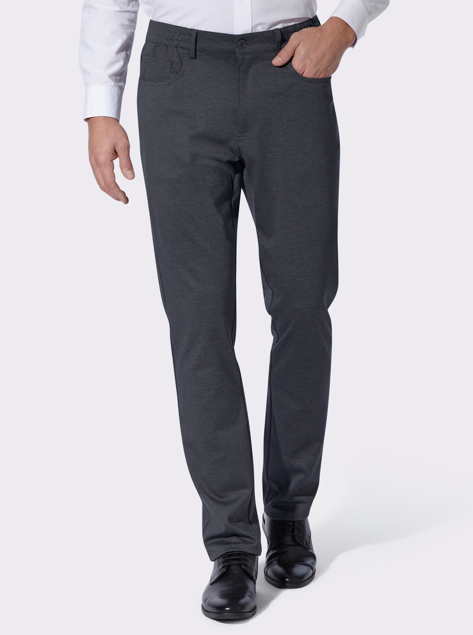 5-Pocket-Hose mit Rundum-Dehnbund - marine-meliert