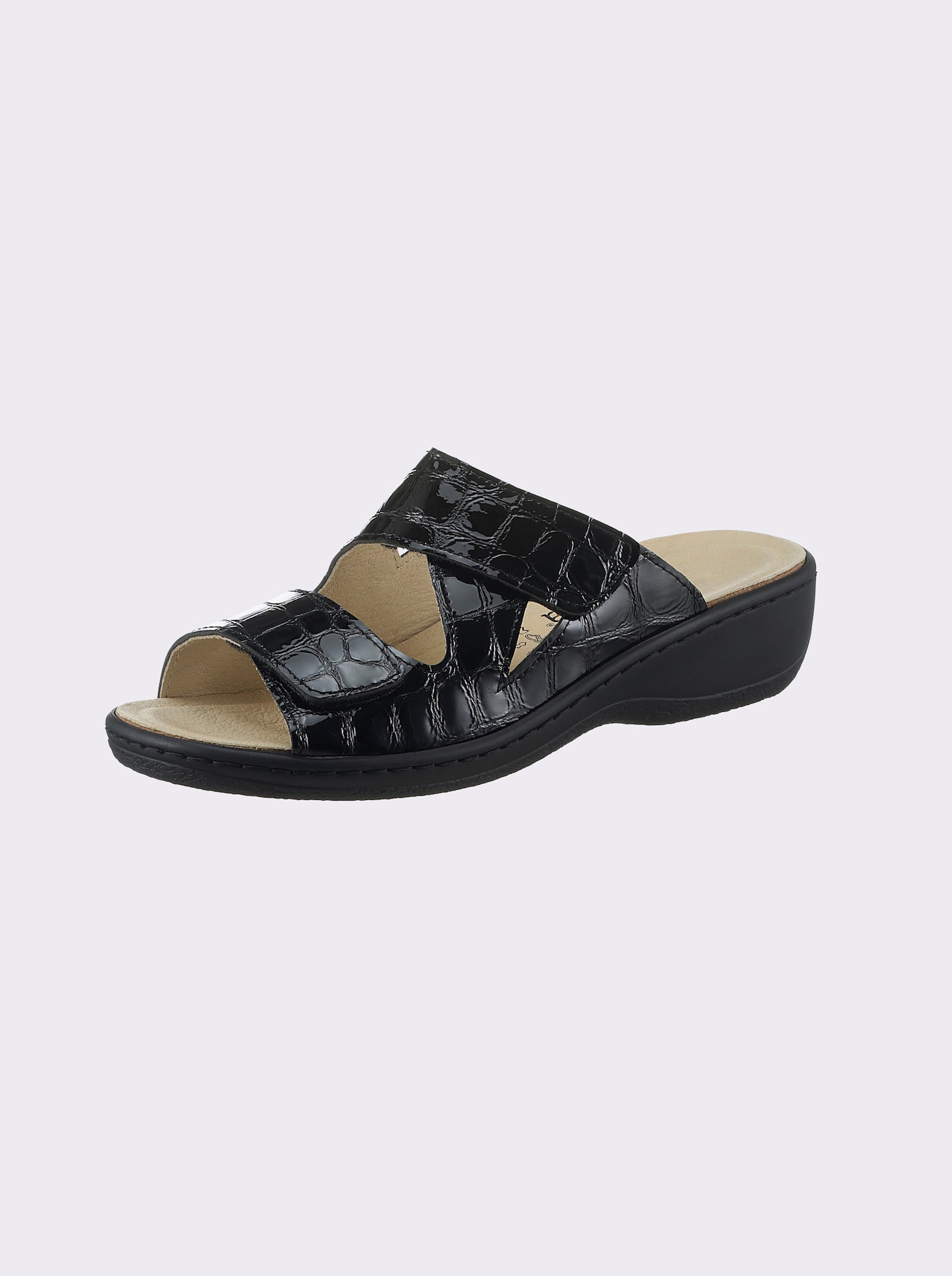 Belvida Pantolette mit Wechselfußbett aus Kork - schwarz