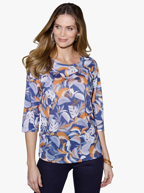 Shirt - middenblauw gedessineerd