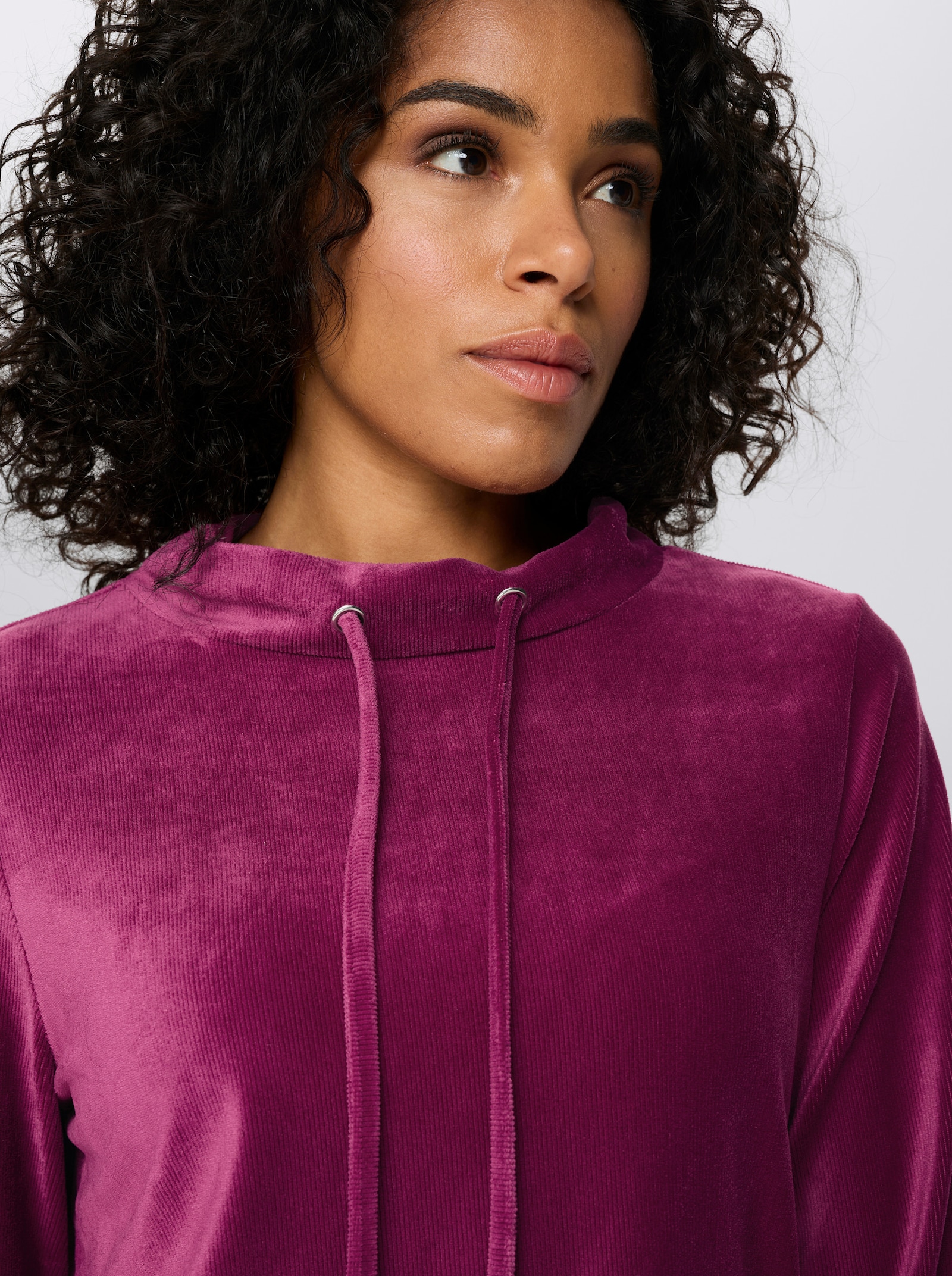 Shirt met lange mouwen van ribcord - malve