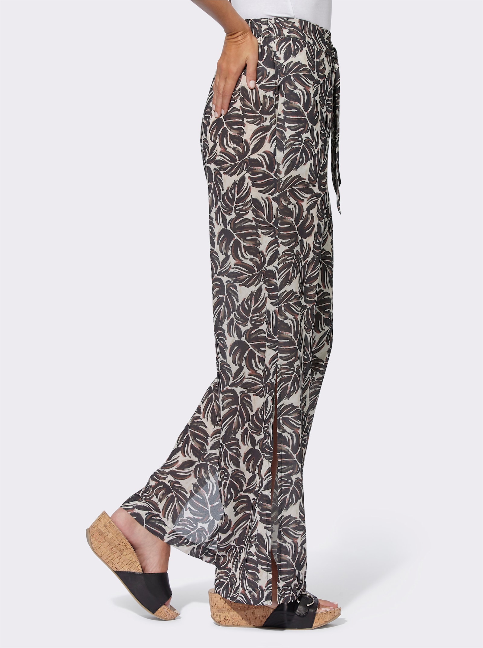 heine Druckhose mit hohen Seitenschlitzen - schwarz-sand-bedruckt
