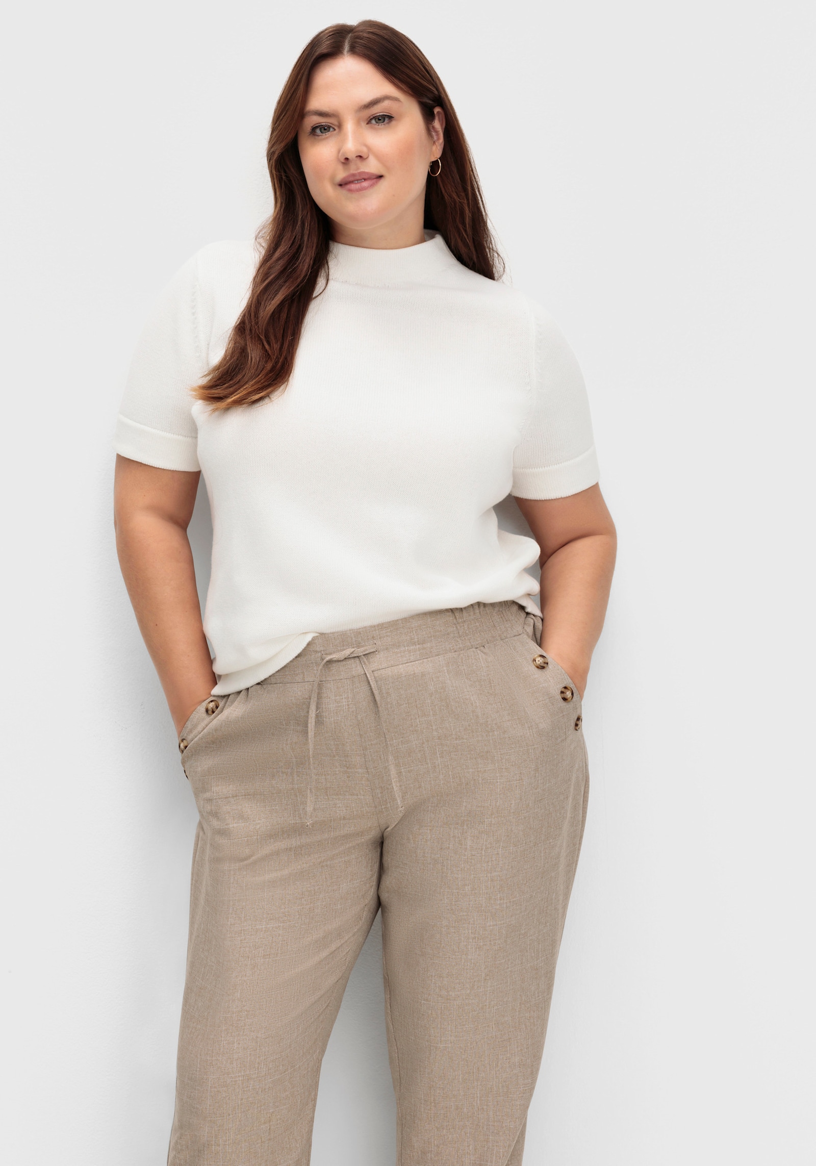 Hose in Leinen-Optik - taupe