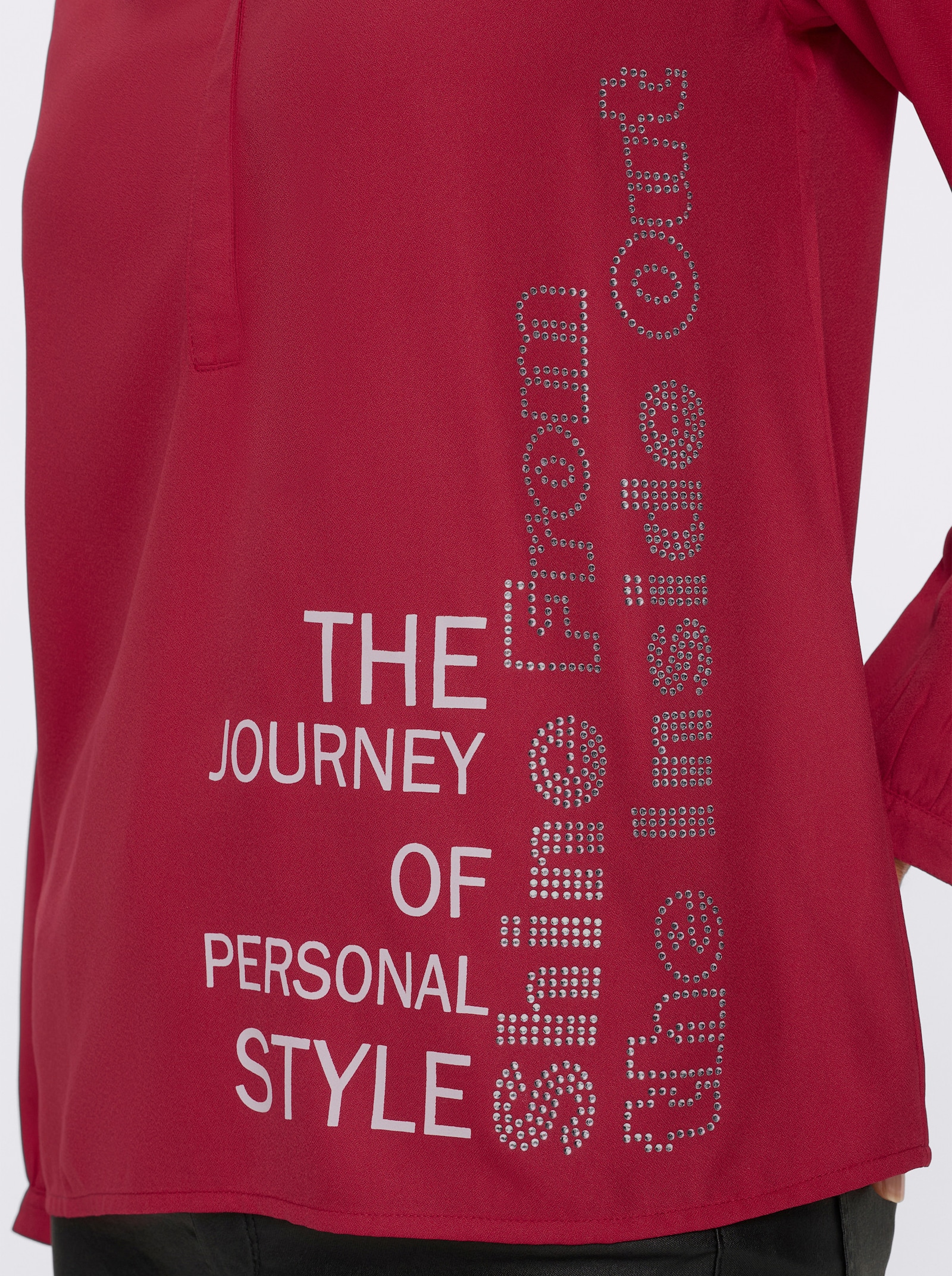 heine Schlupfbluse mit Schriftzug - kirsche-ecru