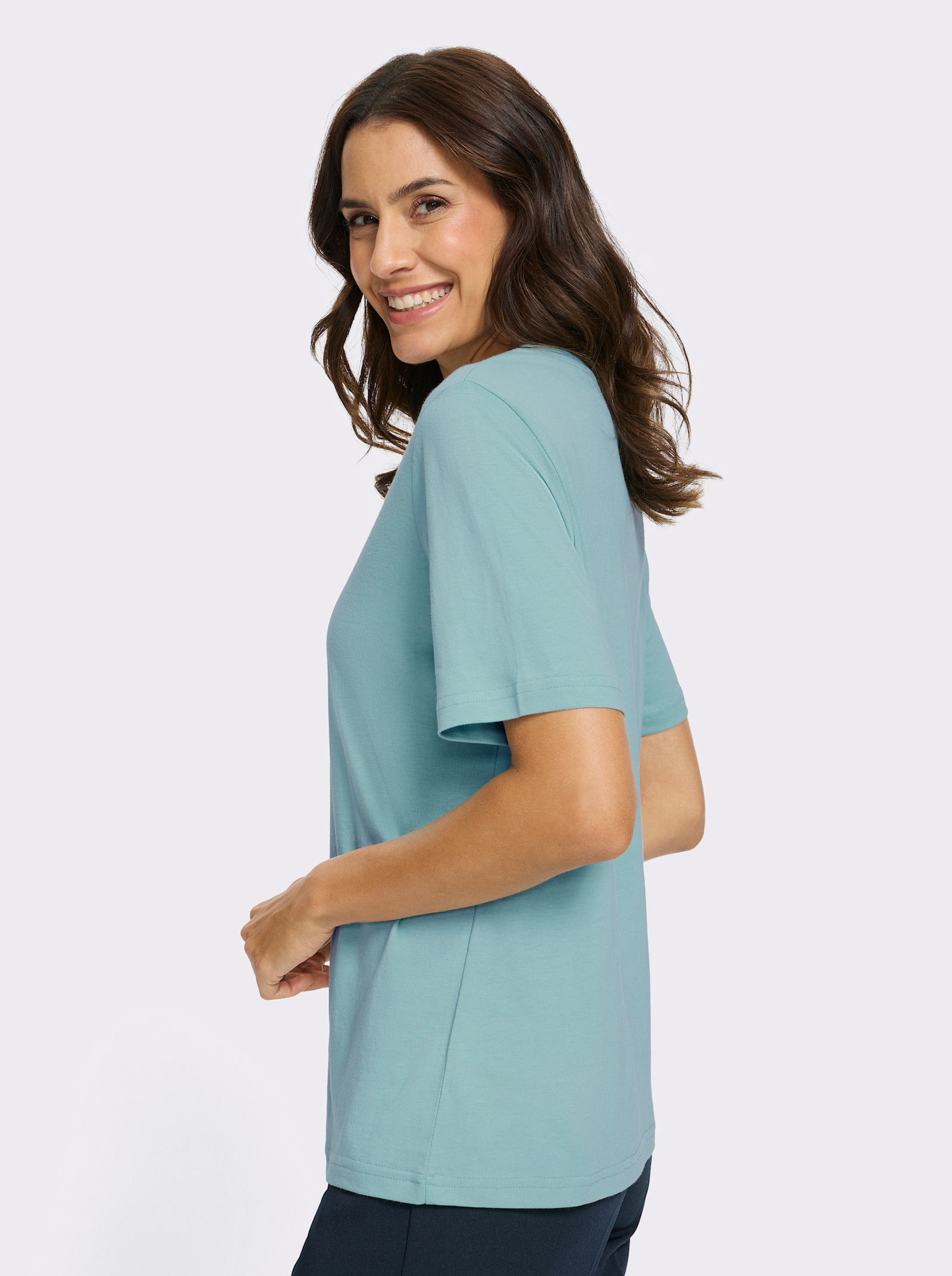 Rundhalsshirt mit platziertem Druck - mint-bedruckt