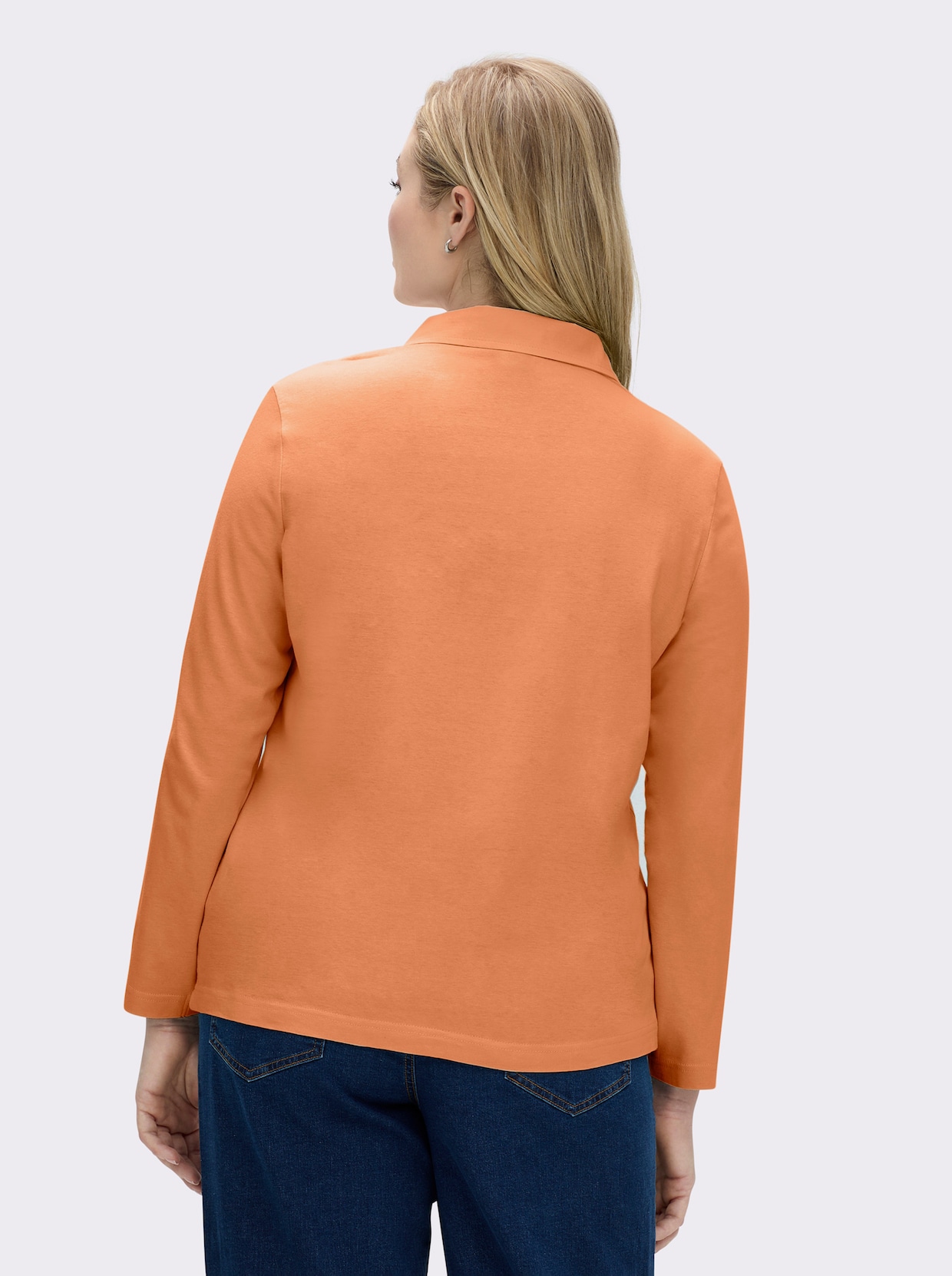 Langarm-Poloshirt in reiner Baumwoll-Qualität - orange