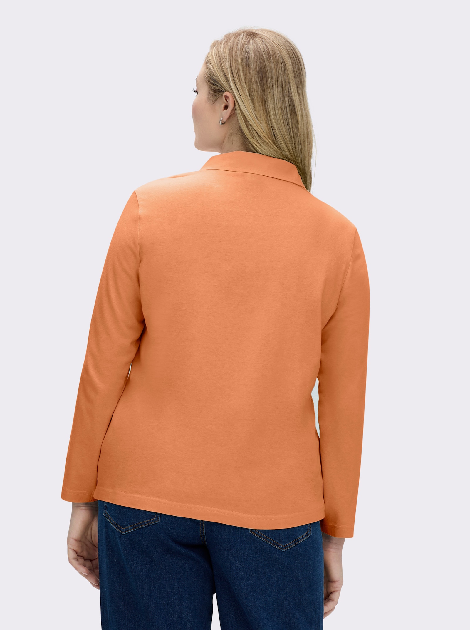 Langarm-Poloshirt in reiner Baumwoll-Qualität - orange