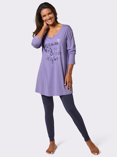 wäschepur Schlafanzug mit Tunika-Oberteil - lavendel-marine