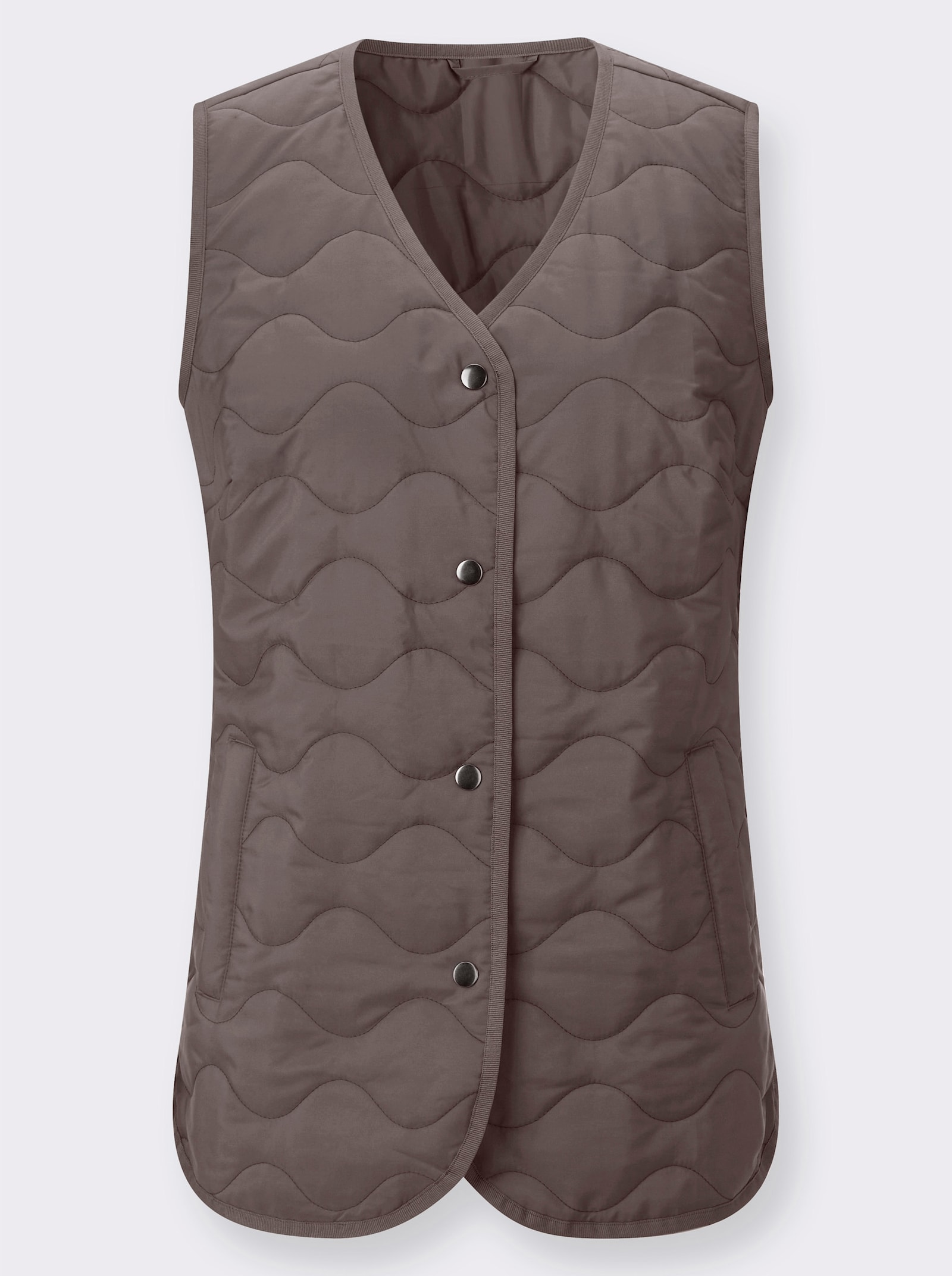 Steppweste mit Wellenmuster - dunkeltaupe