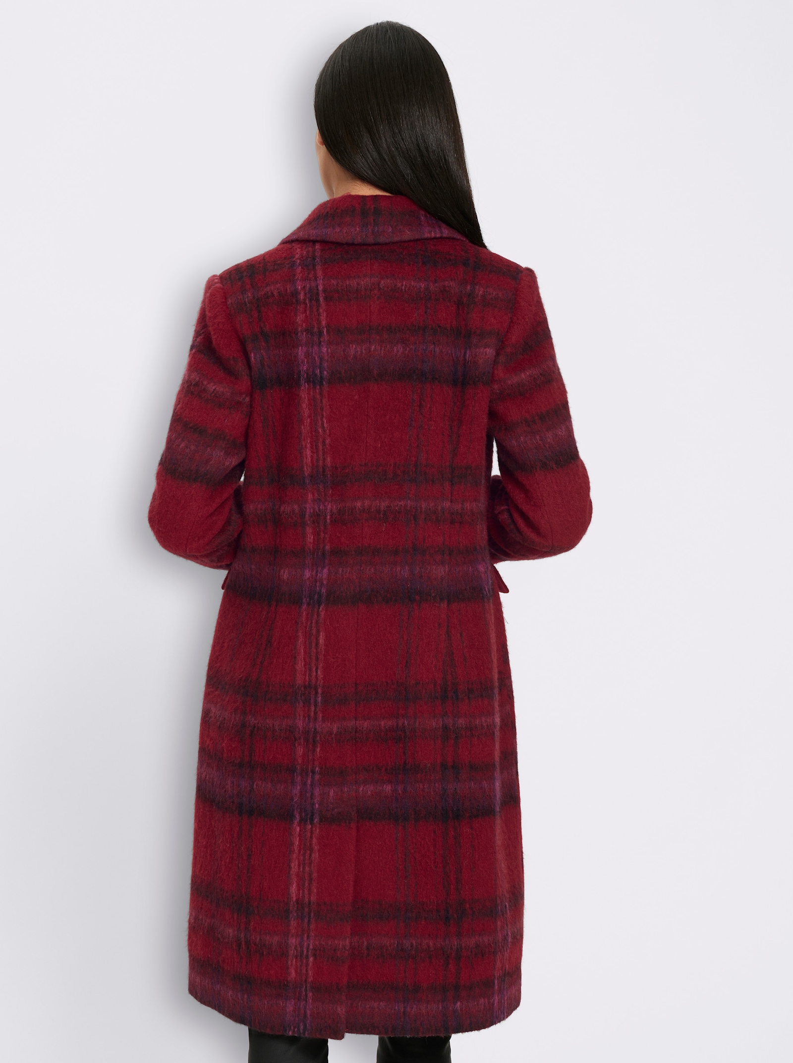 heine Mantel mit Karomuster - kirsche-schwarz-kariert