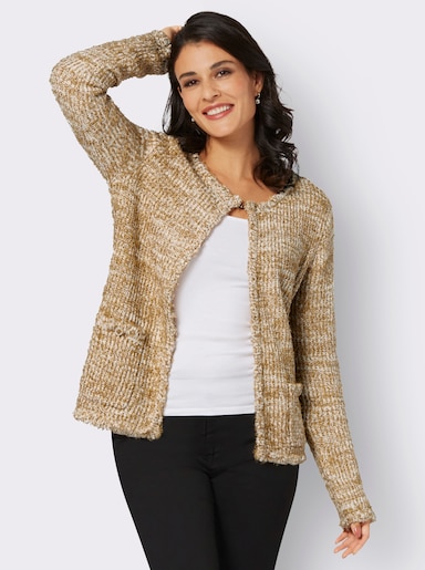 Strickjacke im soften Material-Mix - champagner