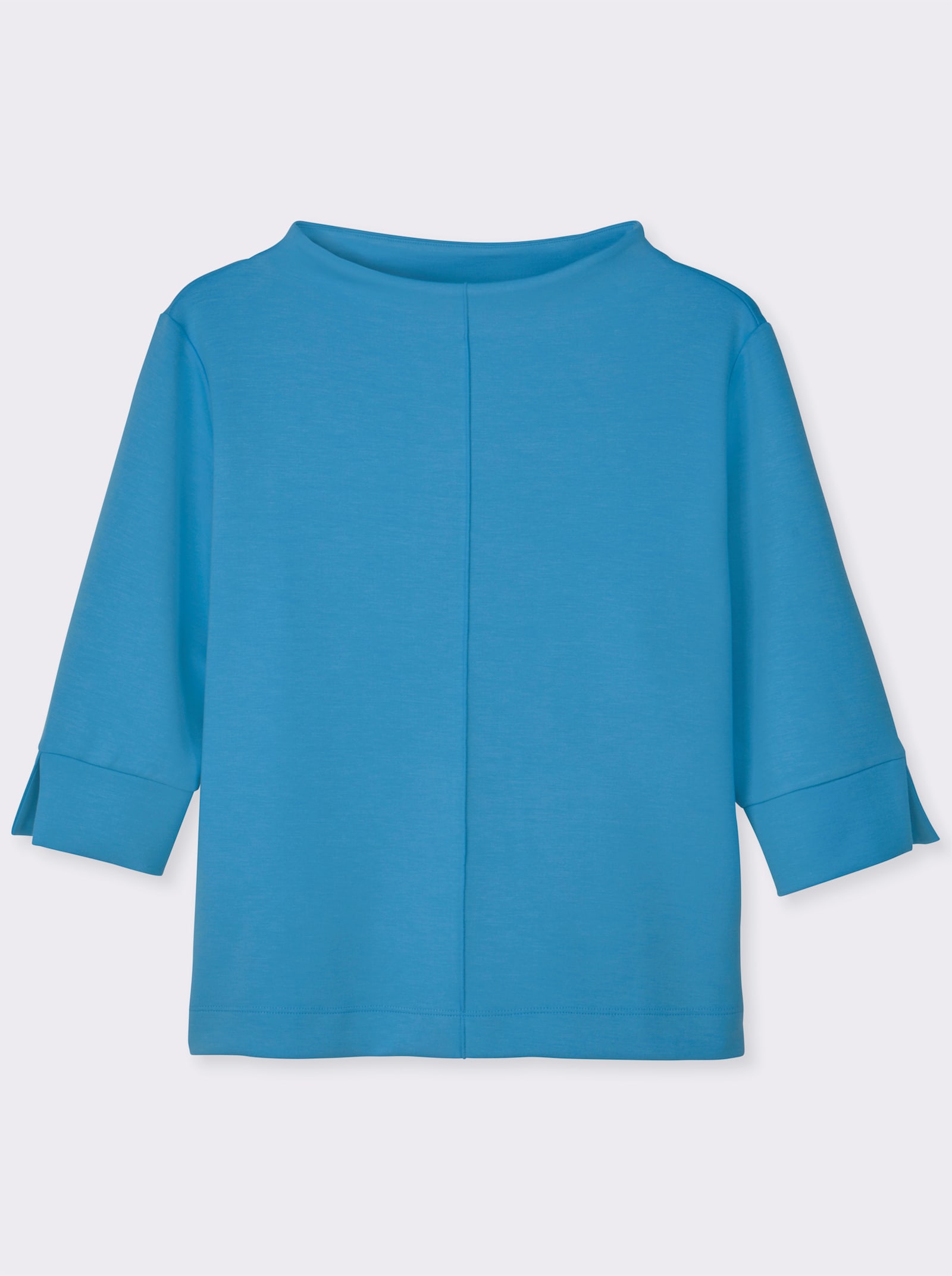 Stehkragenshirt mit 3/4-Ärmeln - himmelblau