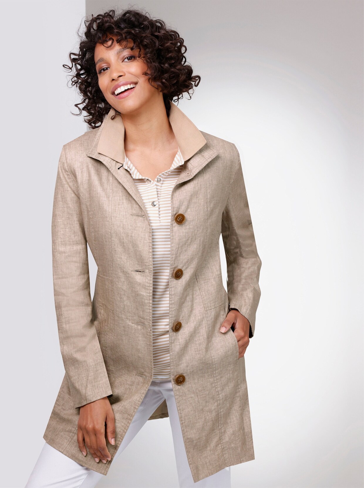 CREATION L PREMIUM Veste en lin et viscose - beige