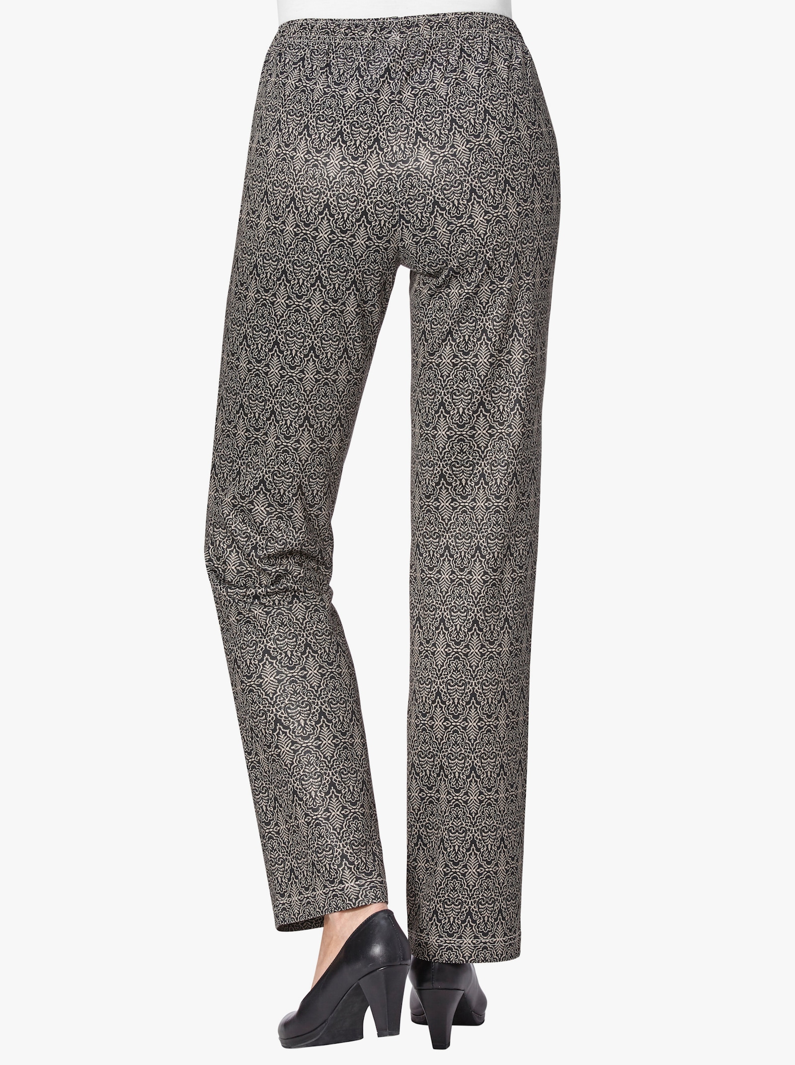 Jerseybroek van wintermateriaal - taupe gedessineerd