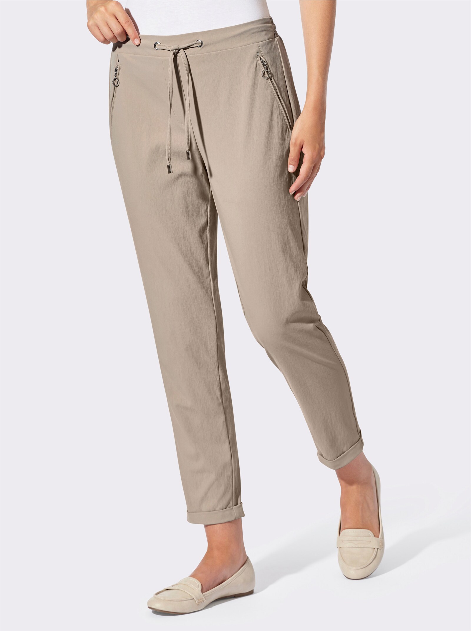 Schlupfhose mit silberfarbigen Details - sesam