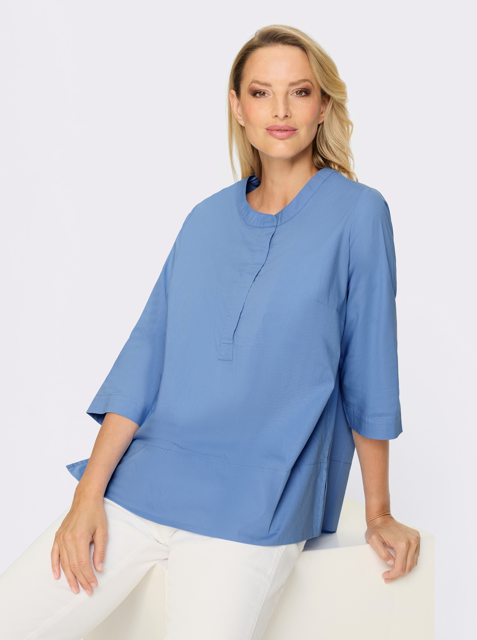 heine Baumwollbluse - himmelblau