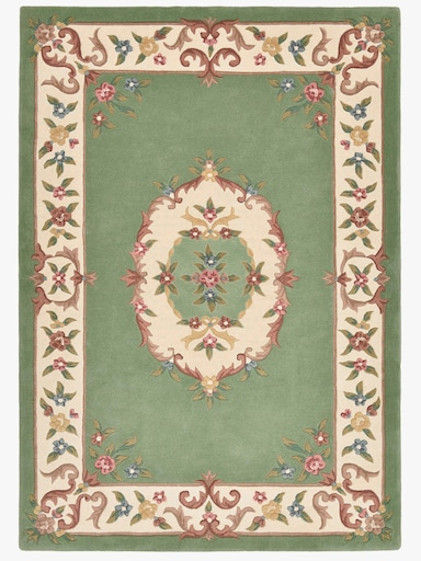 Theko Teppich - grün-gemustert