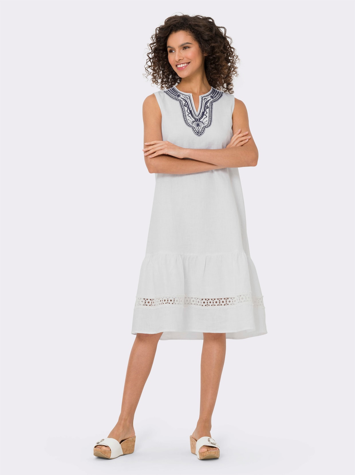 heine Robe en lin - blanc