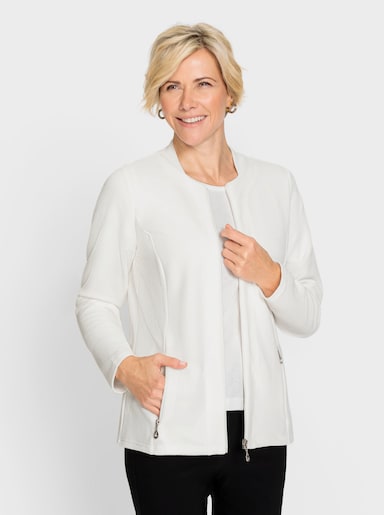 Shirtjacke mit Reißverschluss - ecru